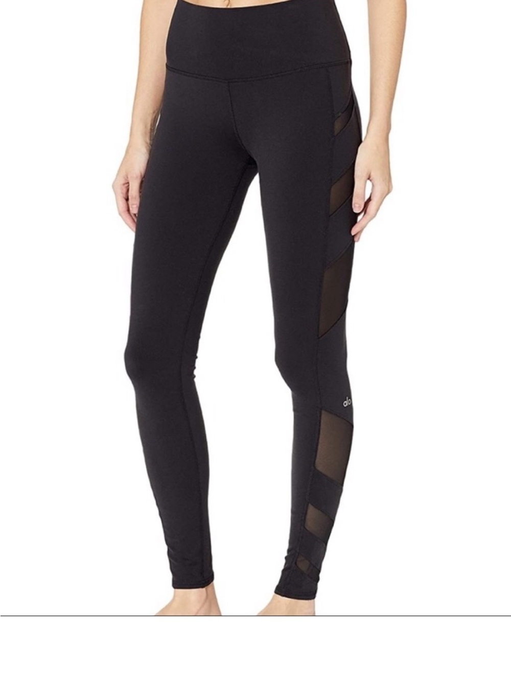 ALO Yoga Black High-Waist Mesh-Inset Leggings